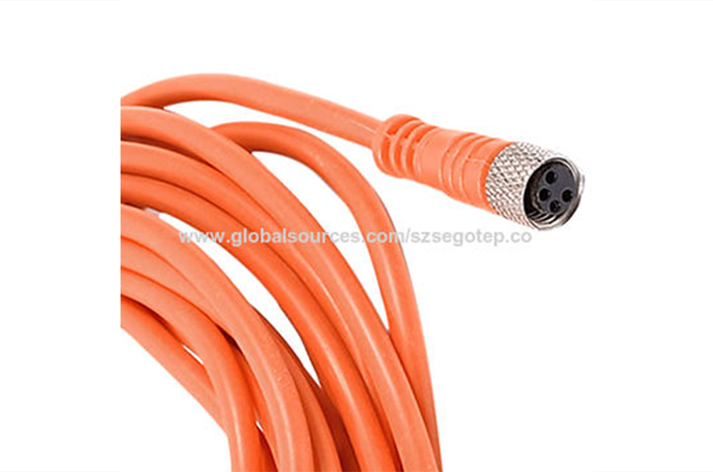 M8 4 Pin Female Straight Connector Aviation Socket with Yellow Cable